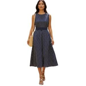 Danny and Nicole Sleeveless Dress A-line Blue White Polka Dot, Size 16, NWT